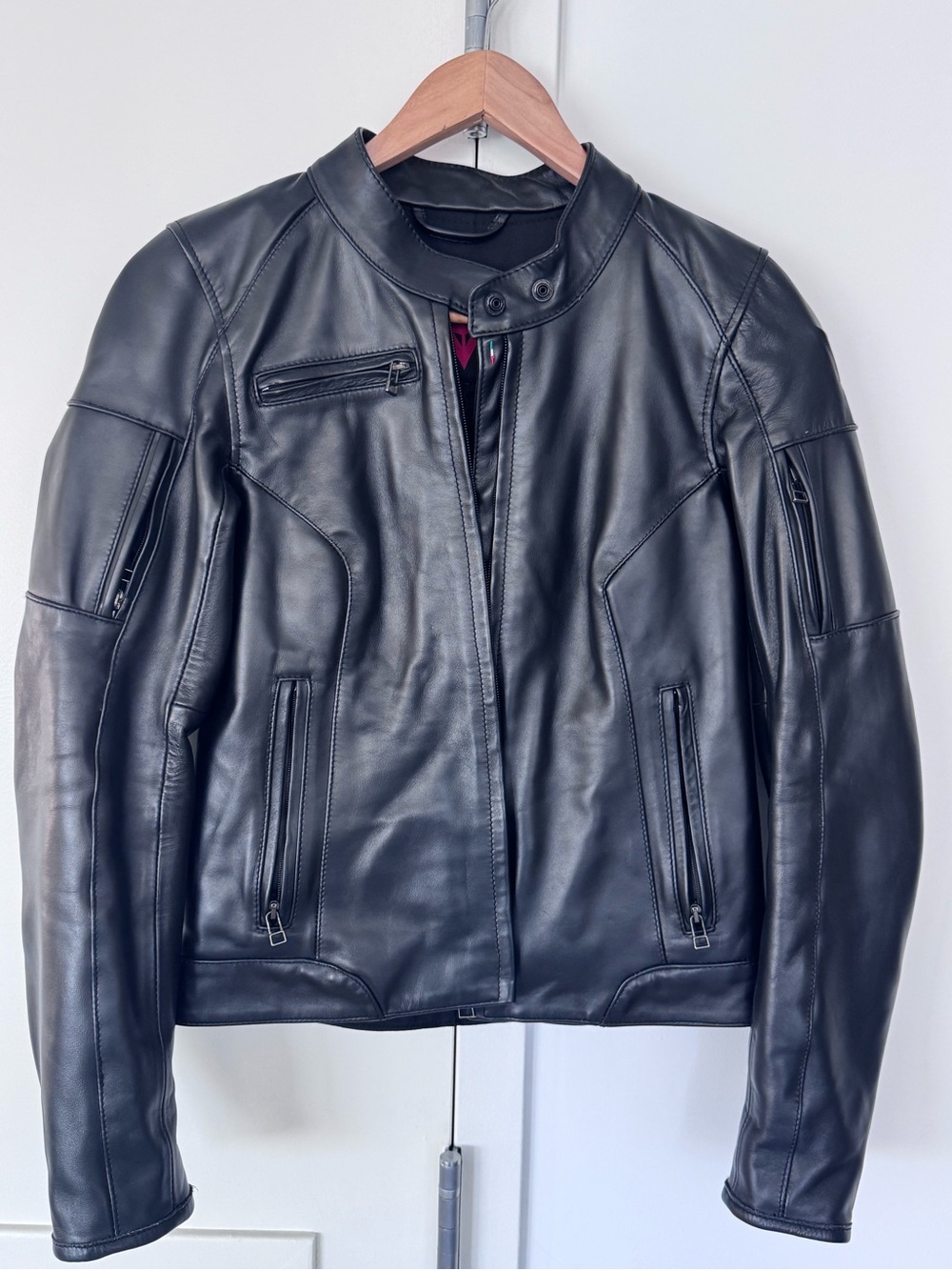 Women's Black Leather Moto Jacket - Classic Zip Front